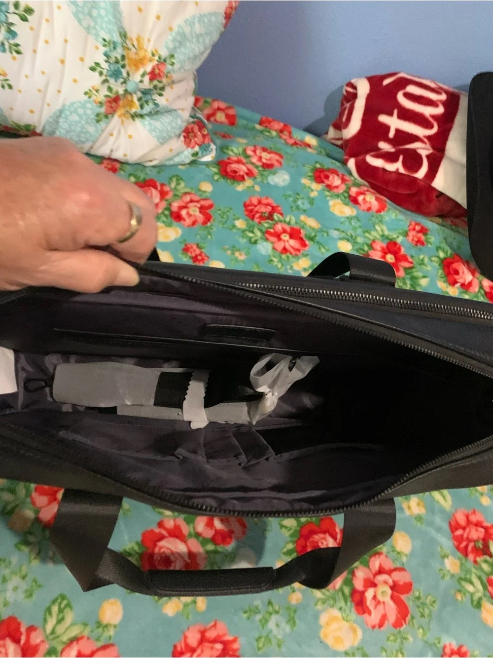 Bugatti Black Leather Briefcase Laptop Carry on Bag With Bakelite Logo